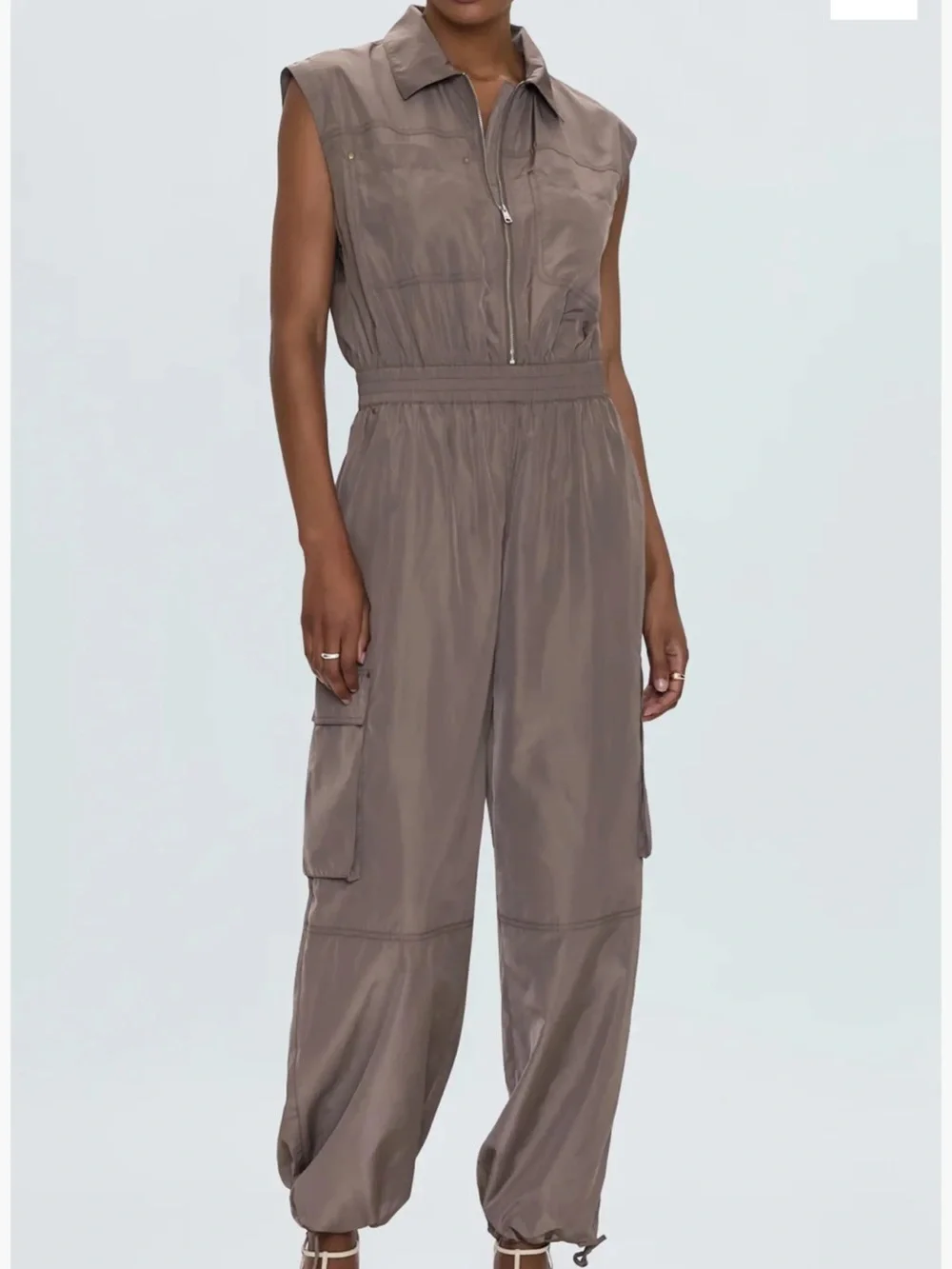 pistola Becca Sleeveless Utility Jumpsuit in Taupe Anthropologie Size XS